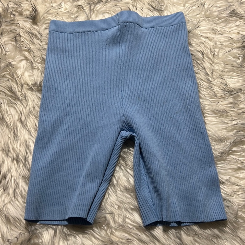 Roma Knit Women Size Large Baby Blue Shorts Athletic High Waist
